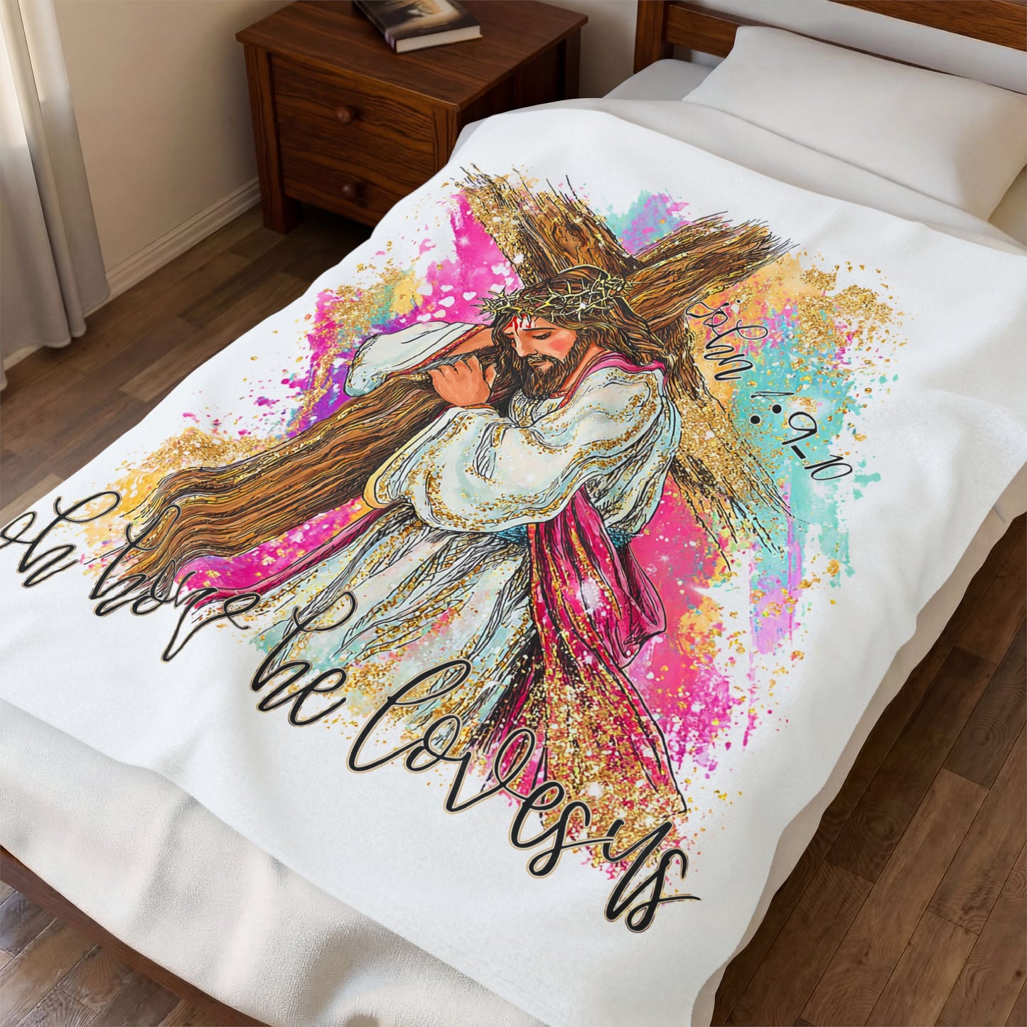 "Oh What He Loves Us" & John 3:16 - Inspirational Christian Throw,