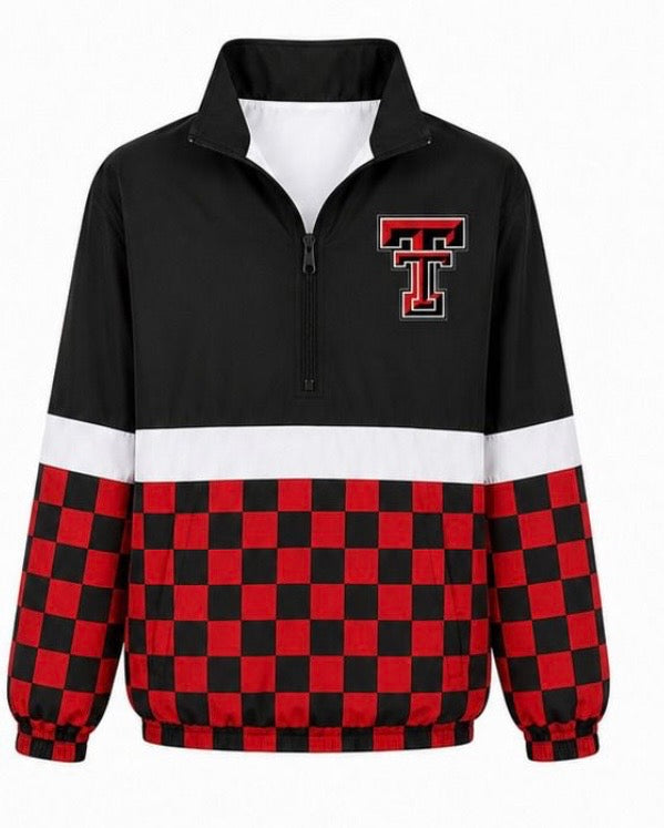 – PRE-ORDER-❤️ Texas Tech Game Day Quarter Zip Pullover *❤️🖤 Red Checker*