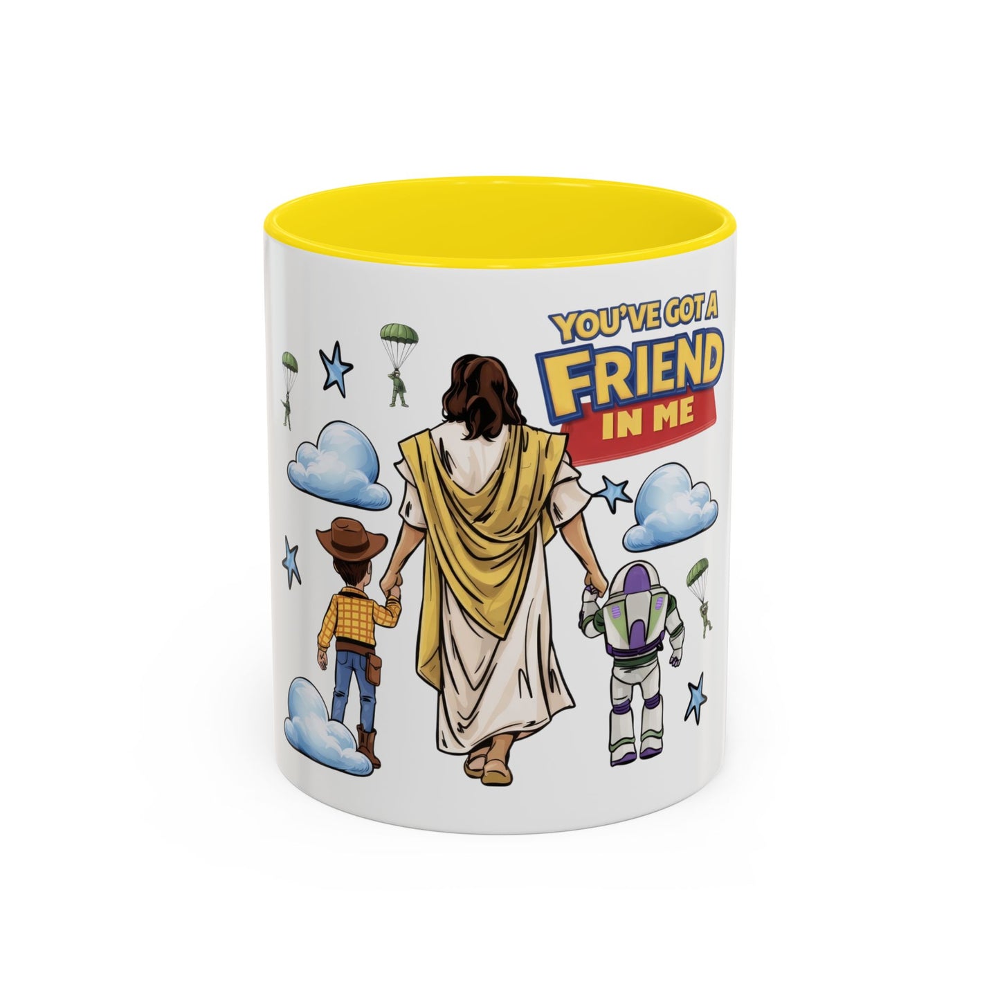 Christian "You've Got a Friend in Me" Coffee Mug — Jesus with Toy Friends (11/15oz)