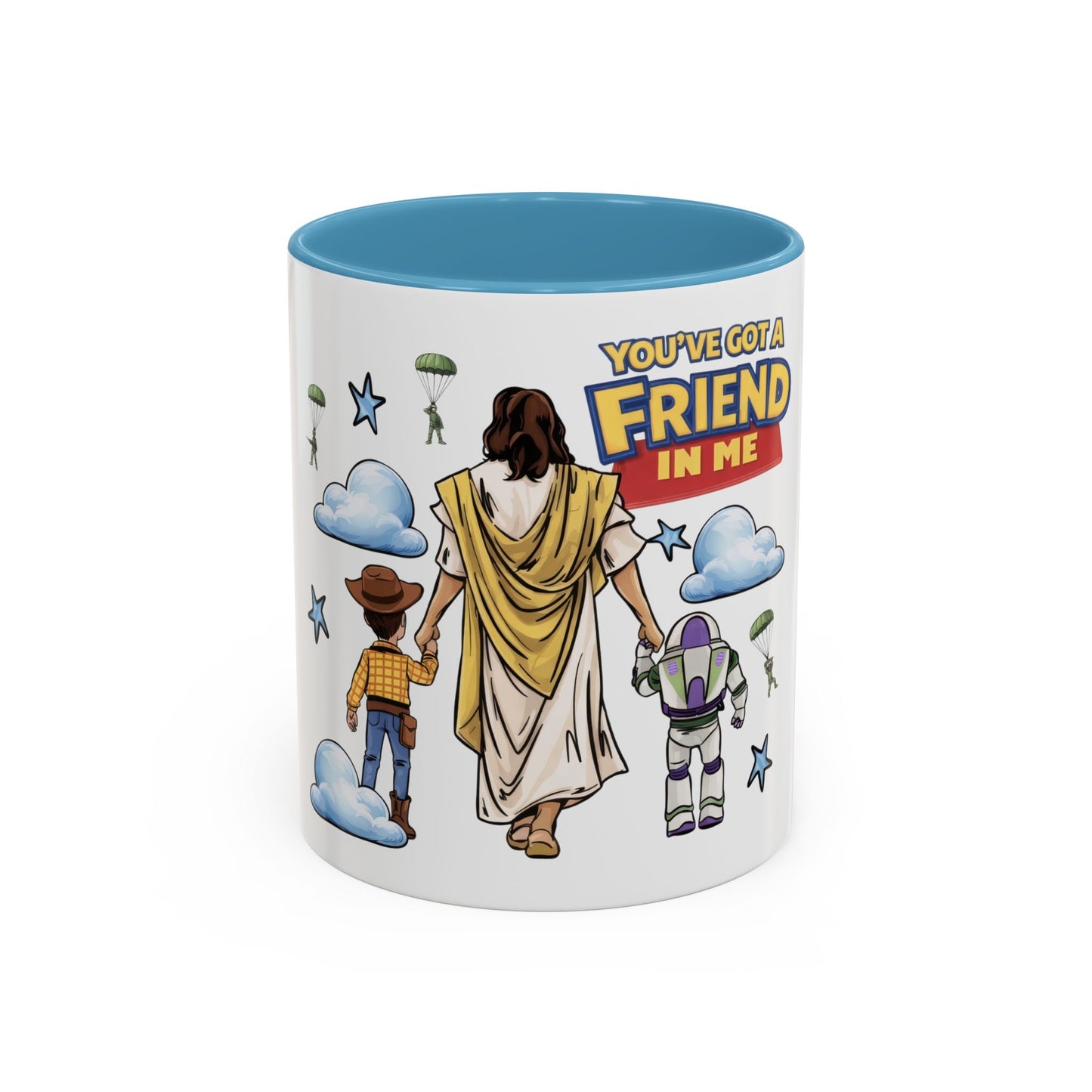 Christian "You've Got a Friend in Me" Coffee Mug — Jesus with Toy Friends (11/15oz)