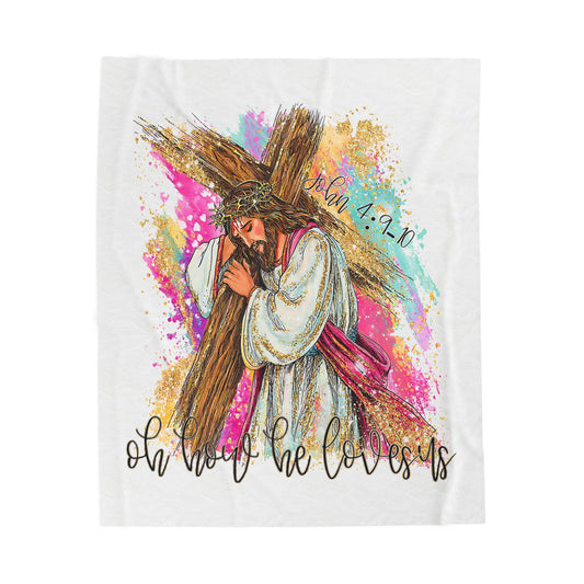 "Oh What He Loves Us" & John 3:16 - Inspirational Christian Throw,