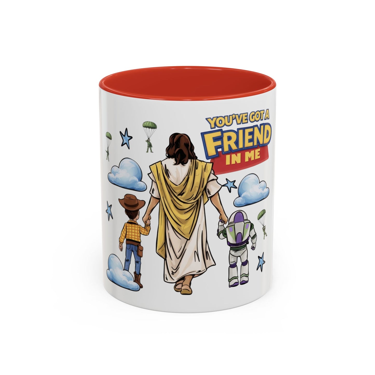 Christian "You've Got a Friend in Me" Coffee Mug — Jesus with Toy Friends (11/15oz)