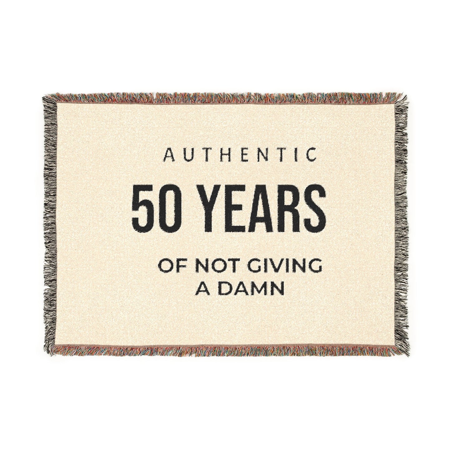 50 Years of Not Giving a Damn Woven Blanket — Funny 50th Birthday Throw