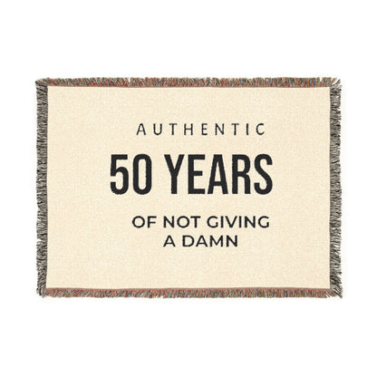 50 Years of Not Giving a Damn Woven Blanket — Funny 50th Birthday Throw