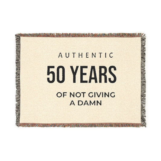 50 Years of Not Giving a Damn Woven Blanket — Funny 50th Birthday Throw