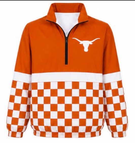 -PRE ORDER- 🧡🤘TEXAS LONGHORN-🧡 🧡 Checkered version- Zip Pullover