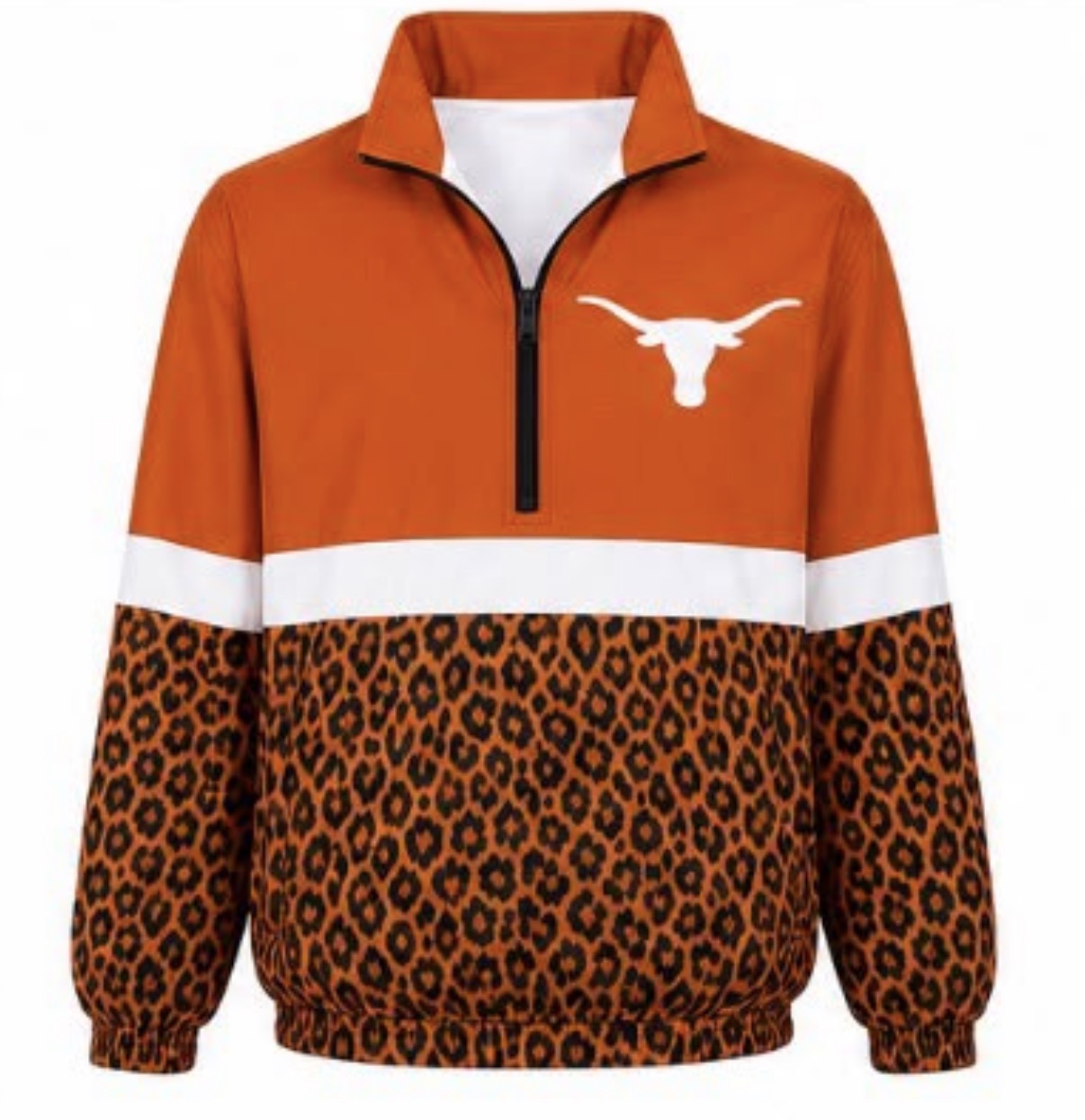 -PRE ORDER- 🧡🤘TEXAS LONGHORN-🧡 Leopard print version-Zip Pullover