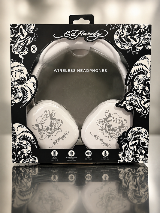 Ed Hardy Bluetooth V5.0 Wireless Headphones (WHITE)