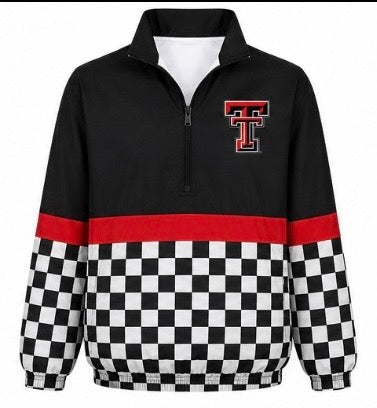– PRE-ORDER-❤️ Texas Tech Game Day Quarter Zip Pullover *🏁 Black & White Checker*